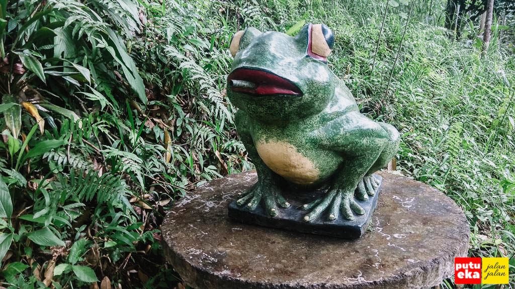 Patung katak di tangga turun menuju Air Terjun Kanto Lampo